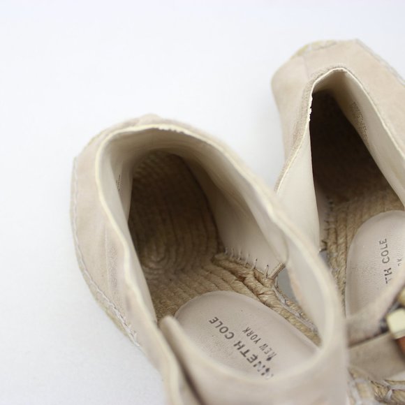 Kenneth Cole NY Odette Sandy Beige Suede Espradille Plaform Wedge Sandals - Picture 10 of 16